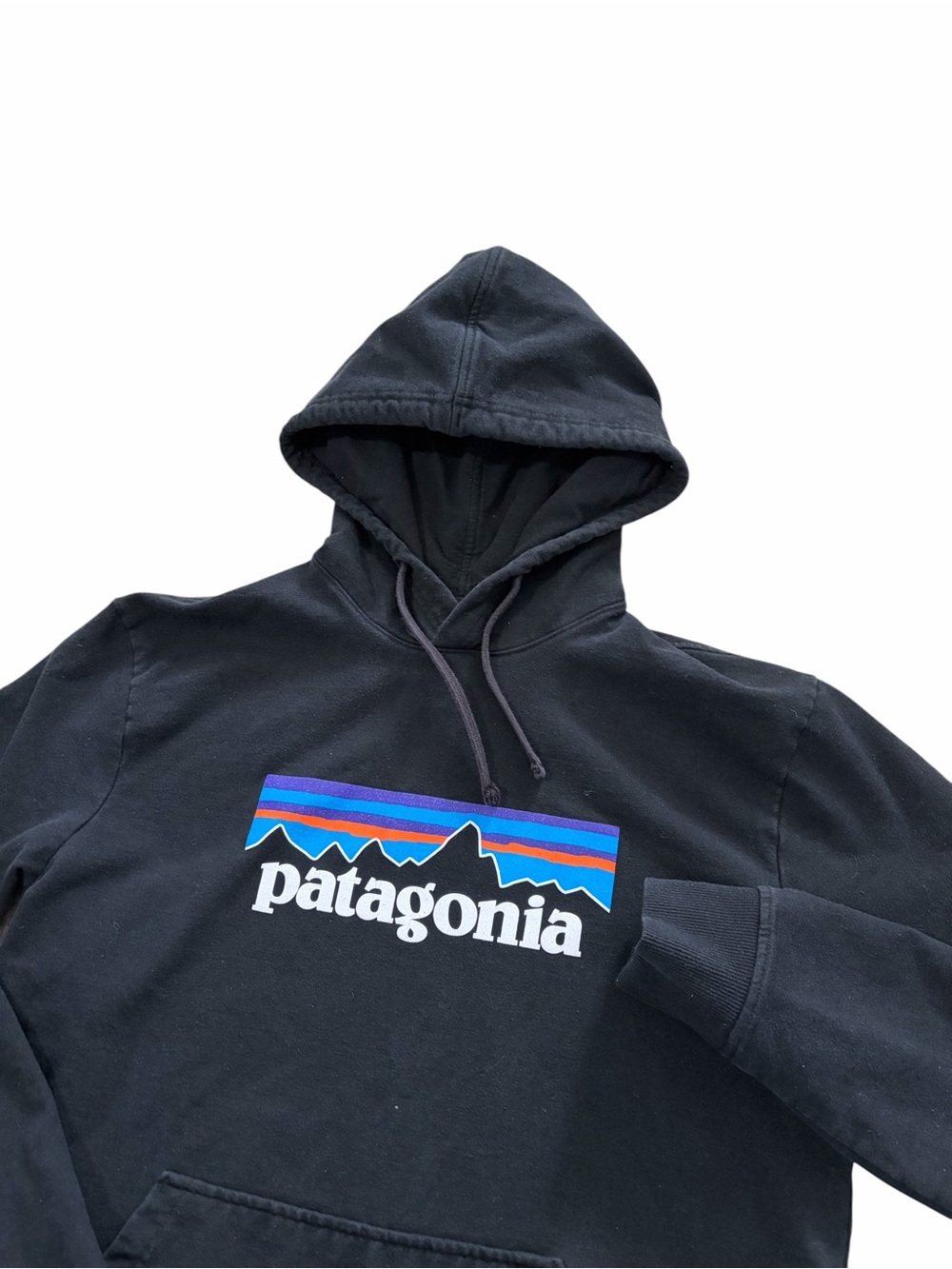 Patagonia Uprisal Hoodie Mens Medium Black Spell Out Fleece Sweatshirt